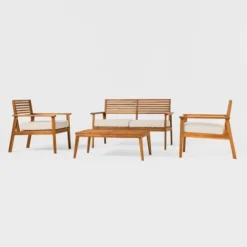 Saracina Home 4pc Mid-Century Modern Slatted Acacia Outdoor Patio Conversation Furniture Set 10 Saracina Home 4pc Mid-Century Modern Slatted Acacia Outdoor Patio Conversation Furniture Set -Saracina Home Shop GUEST 5bd5681e 7e46 43b4 a961 a82e40c62e87