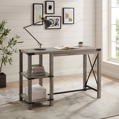 Rustic Farmhouse Metal X Kitchen Island With Shelves - Saracina Home 6 Rustic Farmhouse Metal X Kitchen Island With Shelves - Saracina Home - Image 6