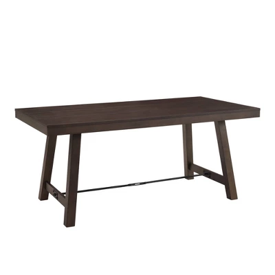 71" Tanya Modern Farmhouse Metal Stretcher Dining Table Dark Brown Oak - Saracina Home 2 71" Tanya Modern Farmhouse Metal Stretcher Dining Table Dark Brown Oak - Saracina Home - Image 2