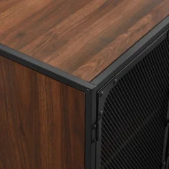 Urban Industrial Metal Mesh 4 Door TV Stand For TVs Up To 65" Dark Walnut - Saracina Home -Saracina Home Shop GUEST 5f7862ae 113d 4467 a415 dc50d4873105