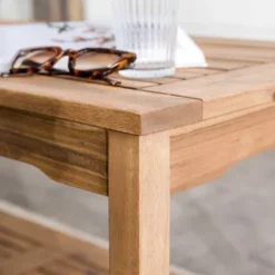 Ravenscroft Modern Boho Acacia Wood Slatted Outdoor Coffee Table With Lower Shelf - Saracina Home -Saracina Home Shop GUEST 61dcf851 05a7 4737 9f12 394dde200a21