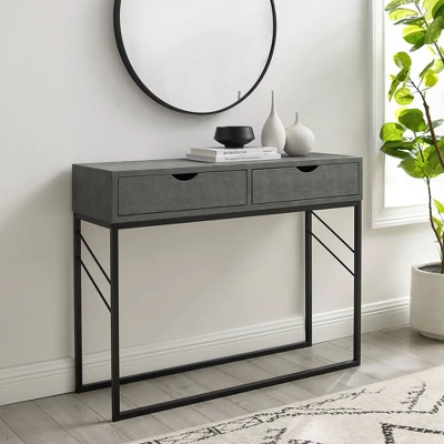 Faux Shagreen Modern 2 Drawer Entry Table - Saracina Home 7 Faux Shagreen Modern 2 Drawer Entry Table - Saracina Home - Image 7