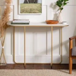 Megan Modern Glam Curved Console Table Faux White Marble/Gold - Saracina Home 18 Megan Modern Glam Curved Console Table Faux White Marble/Gold - Saracina Home -Saracina Home Shop GUEST 63601986 ceaa 4f55 9061 e5f0df4c4ae9