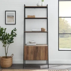 72" Open Shelf And Closed Storage Cabinet Ladder Bookcase - Saracina Home -Saracina Home Shop GUEST 63ba128c 347b 49bc b7d3 5a205f7232df