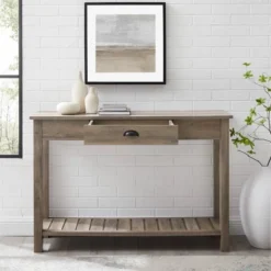 June Rustic Farmhouse Entry Table With Lower Shelf Gray Wash - Saracina Home -Saracina Home Shop GUEST 651c385e a6a0 40d6 be8d dcf2360fcc88