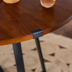 40" Urban Industrial Round Dining Table With Faux Wrap Leg Dark Walnut - Saracina Home -Saracina Home Shop GUEST 65b752a1 a470 4c70 a554 7b7a706fed25