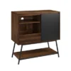 Emmeline Mid-Century Modern Vinyl Record Player Cabinet Black/Dark Walnut - Saracina Home