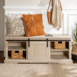 48" Transitional Sliding Door Wood And Metal Bench - Saracina Home -Saracina Home Shop GUEST 6b3eeb54 73f2 4ea2 a4a5 f12f3d44198f