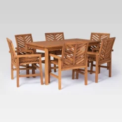7pc Slatted Chevron Acacia Patio Dining Set - Saracina Home -Saracina Home Shop GUEST 6c5a38cb 01f2 4a50 903c b27f64f7a8ce