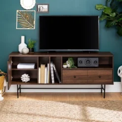 Modern Vinyl Record Player Storage TV Stand For TVs Up To 65" Dark Walnut - Saracina Home 19 Modern Vinyl Record Player Storage TV Stand For TVs Up To 65" Dark Walnut - Saracina Home -Saracina Home Shop GUEST 6c93749b 723f 48d5 b9a2 78d4a4813679