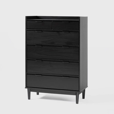 Mid-Century Modern Solid Wood 6 Drawer Vertical Dresser - Saracina Home 9 Mid-Century Modern Solid Wood 6 Drawer Vertical Dresser - Saracina Home - Image 9