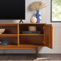 Solid Wood Mid-Century Modern TV Stand For TVs Up To 80" - Saracina Home -Saracina Home Shop GUEST 718deacd a6aa 48d3 a2de dc60399694ef