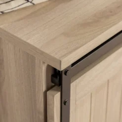 48" Transitional Sliding Door Wood And Metal Bench - Saracina Home -Saracina Home Shop GUEST 71c7e802 e9d5 4d71 acfe 3940e4bcf887