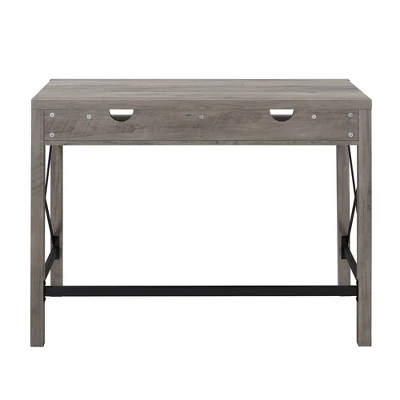 Sophie Modern Farmhouse X Frame Writing Desk With Cubbies Gray Wash - Saracina Home 3 Sophie Modern Farmhouse X Frame Writing Desk With Cubbies Gray Wash - Saracina Home - Image 3