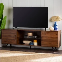 2 Door Mid-Century Modern Wood Storage TV Stand For TVs Up To 80" - Saracina Home -Saracina Home Shop GUEST 731fc50a 2639 4fe3 90be a972112a62a2