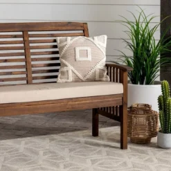 Ravenscroft Modern Boho Acacia Wood Slatted Outdoor Loveseat With Cushion - Saracina Home 28 Ravenscroft Modern Boho Acacia Wood Slatted Outdoor Loveseat With Cushion - Saracina Home -Saracina Home Shop GUEST 762dd77f e412 406a b274 83d025f6813d