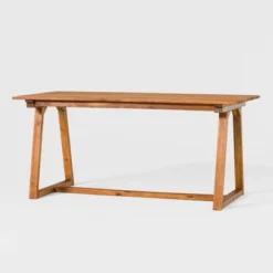 Saracina Home 66" Modern Slatted Rectangle Outdoor Dining Table With Trapezoid Legs -Saracina Home Shop GUEST 785eeeeb cc36 4306 b6be 01bb13486e38