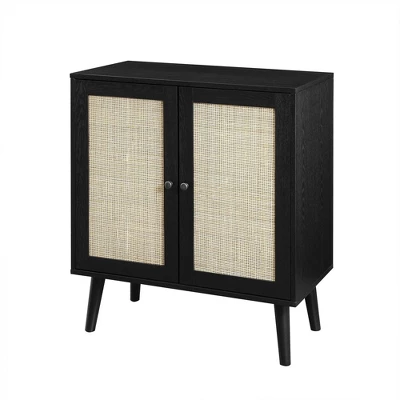 Modern Boho Wood And Rattan 2 Door Accent Cabinet - Saracina Home 6 Modern Boho Wood And Rattan 2 Door Accent Cabinet - Saracina Home - Image 6