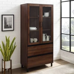 68" Glass Door Storage Hutch With Drawers - Saracina Home -Saracina Home Shop GUEST 7b3f7fe4 ebee 4be1 9216 88676888f83b