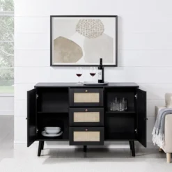 Modern Boho Wood And Rattan Storage Sideboard Black - Saracina Home -Saracina Home Shop GUEST 7bc37572 f000 43c4 929d e98d99d140c8