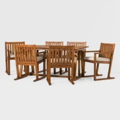Saracina Home 7pc Modern Slatted Acacia Outdoor Dining Set With Trapezoid Legs 8 Saracina Home 7pc Modern Slatted Acacia Outdoor Dining Set With Trapezoid Legs -Saracina Home Shop GUEST 7c578f64 72ae 46c5 ac48 00e4a01b963b