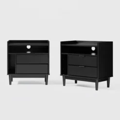 2pk Mid-Century Modern Solid Wood 2 Drawer Storage Nightstands - Saracina Home 15 2pk Mid-Century Modern Solid Wood 2 Drawer Storage Nightstands - Saracina Home -Saracina Home Shop GUEST 7ec02fdf f38c 4ef2 8a65 1390845091ae