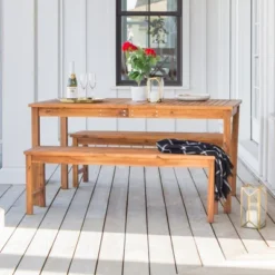 3pc Acacia Wood Simple Patio Dining Set - Saracina Home -Saracina Home Shop GUEST 7fb9d70e 0956 427a b51b dd7ef107e880