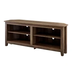 Transitional 4 Cubby Wood Open Storage Corner TV Stand For TVs Up To 65" - Saracina Home -Saracina Home Shop GUEST 800d3371 ca5e 49ee 9346 8d72f70b61c0