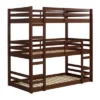 Twin Indy Solid Wood Triple Bunk Bed Walnut - Saracina Home