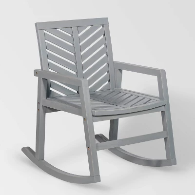 Slatted Chevron Acacia Wood Patio Rocking Chair - Saracina Home 9 Slatted Chevron Acacia Wood Patio Rocking Chair - Saracina Home - Image 9