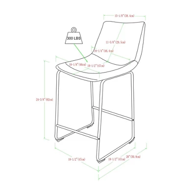 Set Of 2 Laslo Modern Upholstered Faux Leather Counter Height Barstools - Saracina Home 6 Set Of 2 Laslo Modern Upholstered Faux Leather Counter Height Barstools - Saracina Home - Image 6