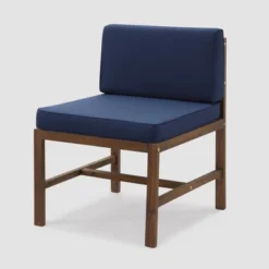 Modular Acacia Wood Armless Patio Chair With Cushion - Dark Brown/Navy - Saracina Home 16 Modular Acacia Wood Armless Patio Chair With Cushion - Dark Brown/Navy - Saracina Home -Saracina Home Shop GUEST 8327140f 3a86 469d a392 a4971e62044f