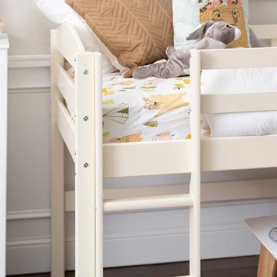 Twin Solid Pine Wood Low Loft Bed White - Saracina Home 5 Twin Solid Pine Wood Low Loft Bed White - Saracina Home - Image 5