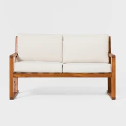 Saracina Home Modern Slat -Back Acacia Outdoor Bench With Cushions -Saracina Home Shop GUEST 84a85b31 992a 4de9 9918 8604f4075cb4