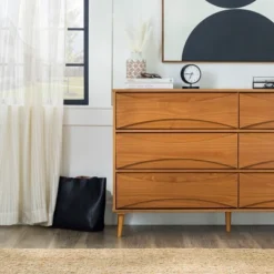 Mid-Century Modern Contoured 6 Drawer Dresser - Saracina Home -Saracina Home Shop GUEST 85f26b6b 7276 4bfb be1a b80c27461505