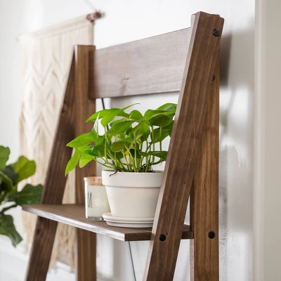 68.25" Boho 4 Tier Solid Wood Ladder Bookshelf Plant Stand - Saracina Home 5 68.25" Boho 4 Tier Solid Wood Ladder Bookshelf Plant Stand - Saracina Home - Image 5
