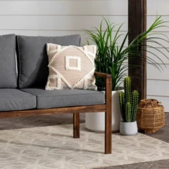 Saybrook Modern Metal And Wood Patio Loveseat - Gray/Dark Brown - Saracina Home 13 Saybrook Modern Metal And Wood Patio Loveseat - Gray/Dark Brown - Saracina Home -Saracina Home Shop GUEST 86879b55 3938 4727 9563 eccc69fd1d33