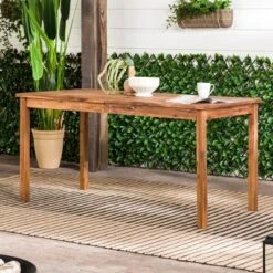 Acacia Wood Patio Simple Rectangle Dining Table - Saracina Home