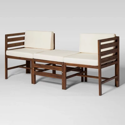 3pc Modular Acacia Wood Patio Chat Set With Cushions - Saracina Home 20 3pc Modular Acacia Wood Patio Chat Set With Cushions - Saracina Home - Image 20