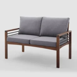 Saybrook Modern Metal And Wood Patio Loveseat - Gray/Dark Brown - Saracina Home 14 Saybrook Modern Metal And Wood Patio Loveseat - Gray/Dark Brown - Saracina Home -Saracina Home Shop GUEST 87e73a6f 2a88 4b08 836f e43bcdbd4760