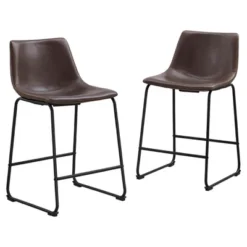 Set Of 2 Laslo Modern Upholstered Faux Leather Counter Height Barstools - Saracina Home 19 Set Of 2 Laslo Modern Upholstered Faux Leather Counter Height Barstools - Saracina Home -Saracina Home Shop GUEST 8a89e0ae 83ad 4732 8e30 d5fe08b456a7