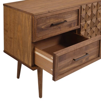 58" Modern Boho Solid Pine Wood Closed Storage Sideboard Brown - Saracina Home 5 58" Modern Boho Solid Pine Wood Closed Storage Sideboard Brown - Saracina Home - Image 5