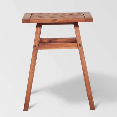 Slatted Chevron Acacia Wood Patio Side Table - Saracina Home 2 Slatted Chevron Acacia Wood Patio Side Table - Saracina Home - Image 2