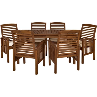 Ravenscroft 7pc Acacia Wood Patio Dining Set - Saracina Home 2 Ravenscroft 7pc Acacia Wood Patio Dining Set - Saracina Home - Image 2