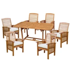 7pc Acacia Wood Patio Dining Set With Cushions - Saracina Home 12 7pc Acacia Wood Patio Dining Set With Cushions - Saracina Home -Saracina Home Shop GUEST 9072023e f892 4abd acae 5ef356f7347a