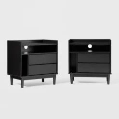 2pk Mid-Century Modern Solid Wood 2 Drawer Storage Nightstands - Saracina Home 23 2pk Mid-Century Modern Solid Wood 2 Drawer Storage Nightstands - Saracina Home -Saracina Home Shop GUEST 90b51515 663a 4264 a749 f3758d2e0dcf