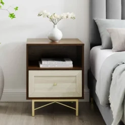 Jones Modern 1 Drawer Nightstand With Cubby - Saracina Home
