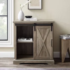 Tertia Industrial Accent Cabinet With Sliding X Barn Door - Saracina Home -Saracina Home Shop GUEST 91cbd7bd 1a47 457c aba7 b2aeb362086b