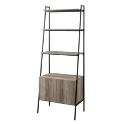 72" Open Shelf And Closed Storage Cabinet Ladder Bookcase - Saracina Home -Saracina Home Shop GUEST 95647392 bcf6 4609 85d2 67f249b2f3ff