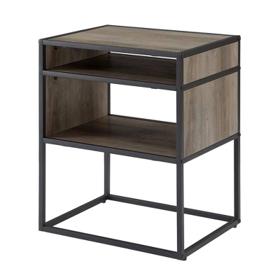 Modern Wood And Metal Side Table With Open Storage - Saracina Home 7 Modern Wood And Metal Side Table With Open Storage - Saracina Home - Image 7